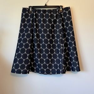 Renee C Navy Blue & White Lined Maybell Lace Skirt Size XL